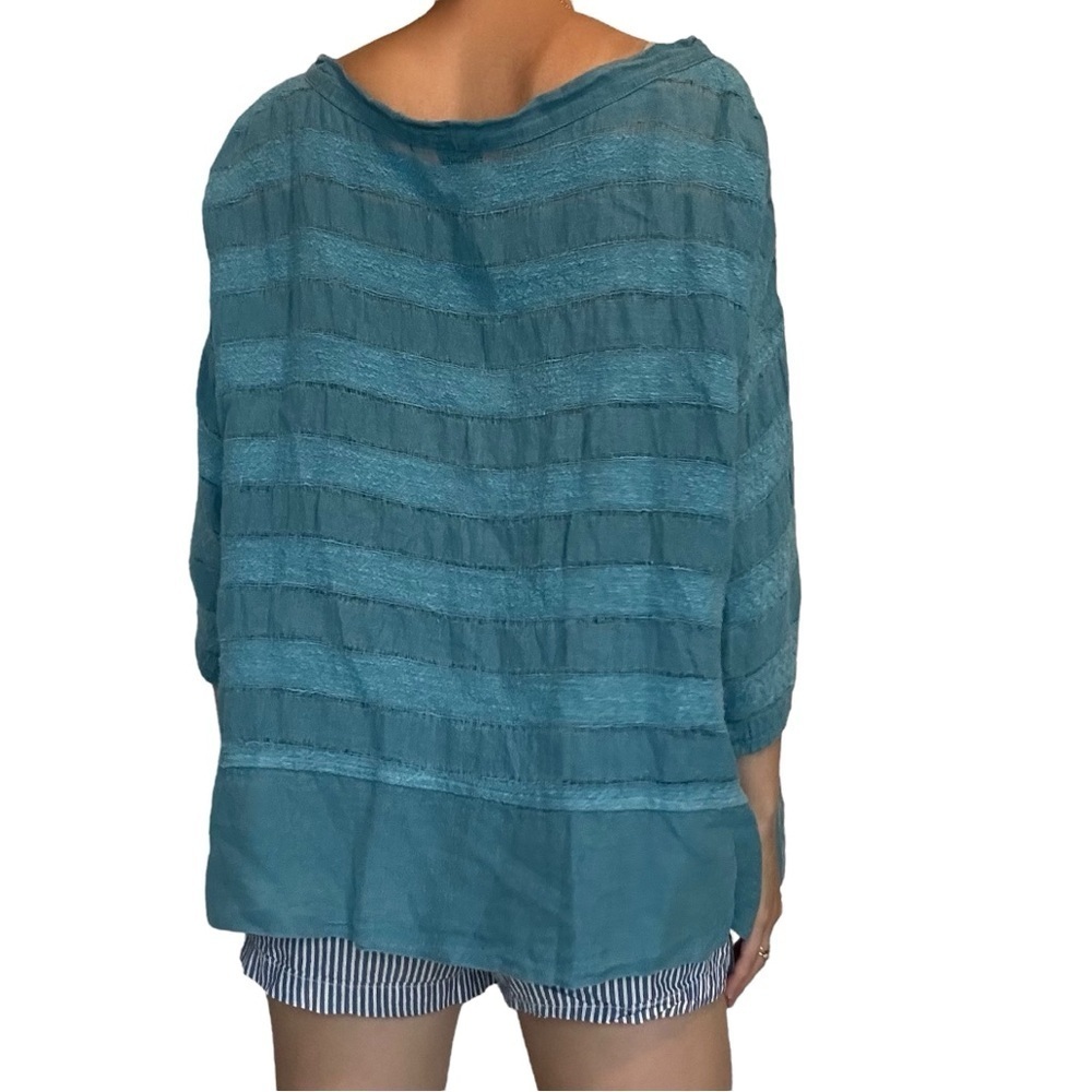 La Bottega Di Brunella Oversized Top Boxy Lagenlook Blue Striped Size Medium - Picture 2 of 8